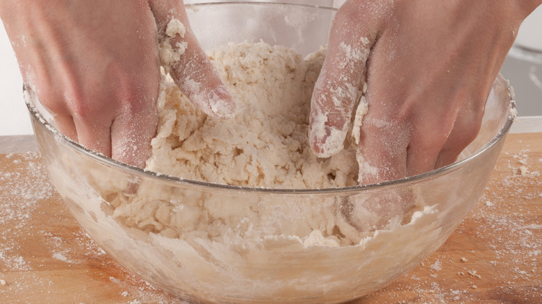 Making biscuit dough 