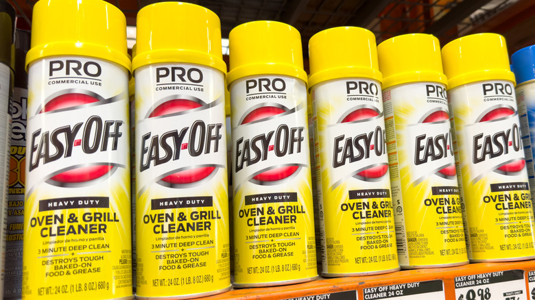 Bottles of Easy-Off oven cleaner at the store
