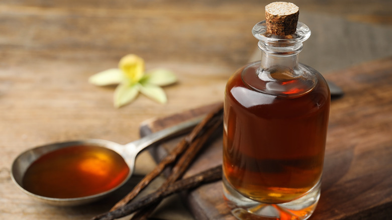Jar of homemade vanilla extract